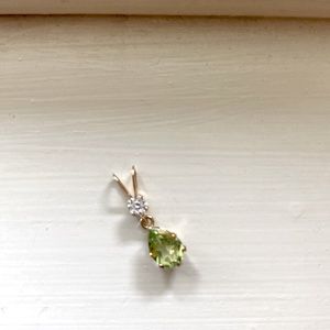 Teardrop peridot necklace charm